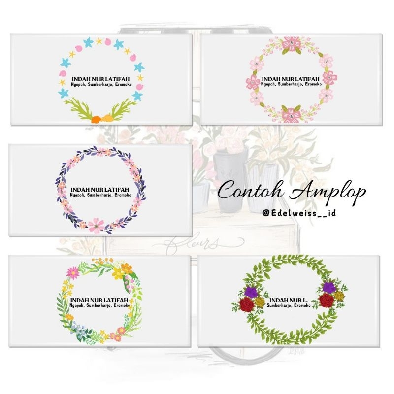 Amplop kondangan custom motif bunga