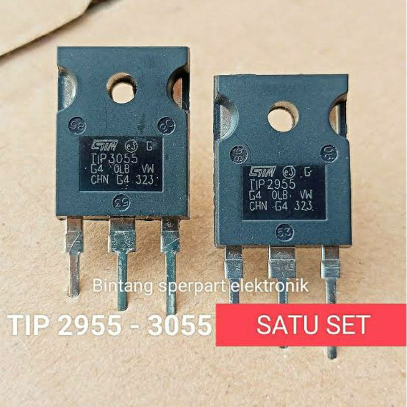 SATU SET TIP2955 TIP3055 TRANSISTOR IC ORIGINAL