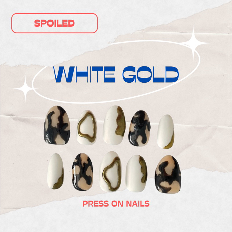 Press on Nails White Gold