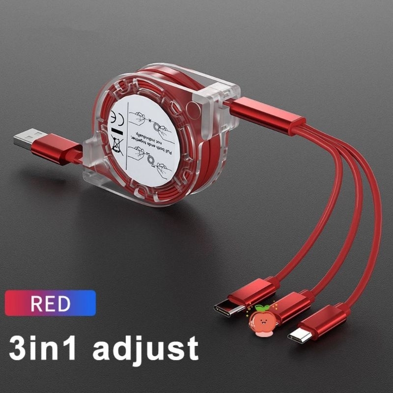 Kabel data 3in1 USB type c dan iphone Quick Data Cable