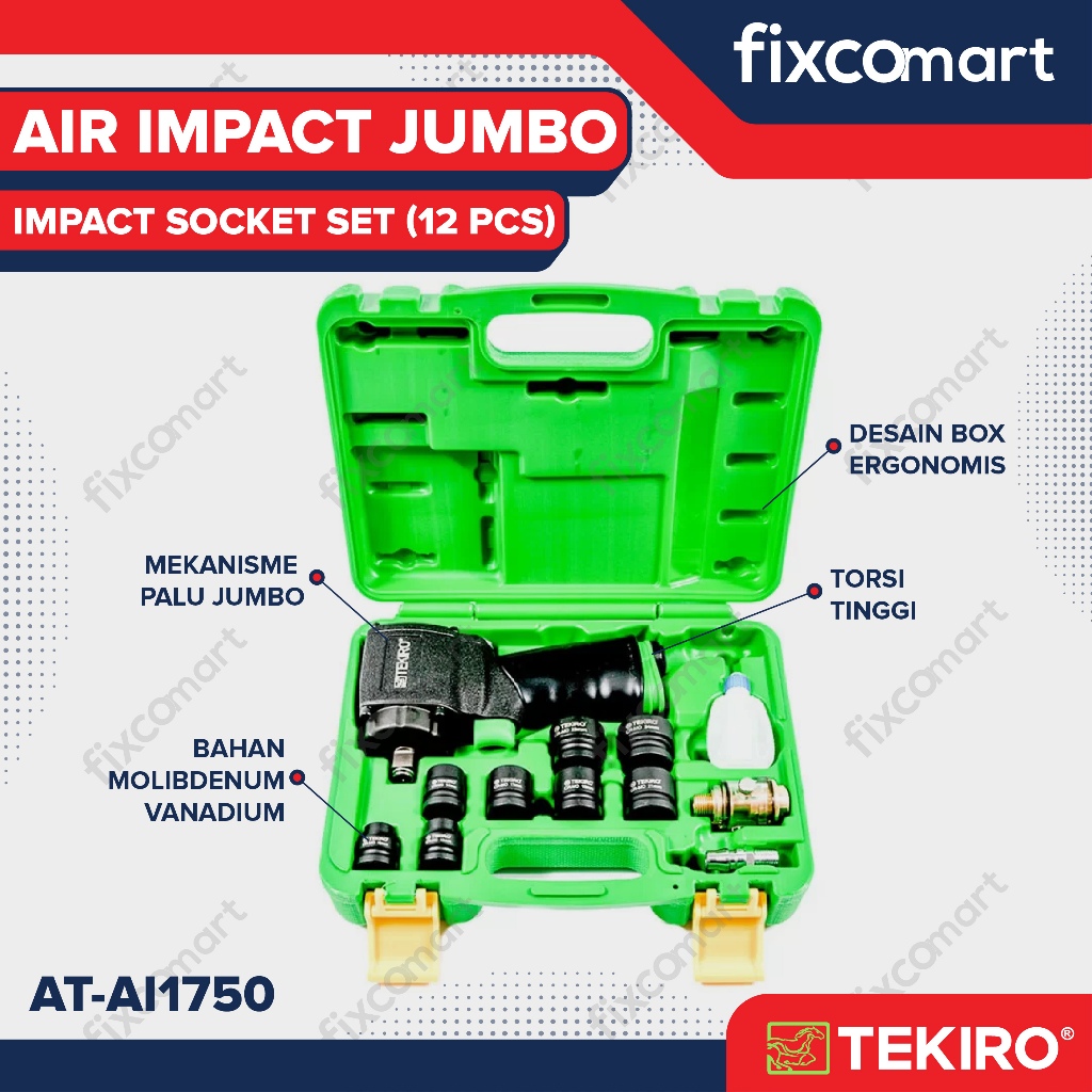 TEKIRO AIR IMPACT JUMBO WITH STUBBY IMPACT SOCKET SET 12 PCS