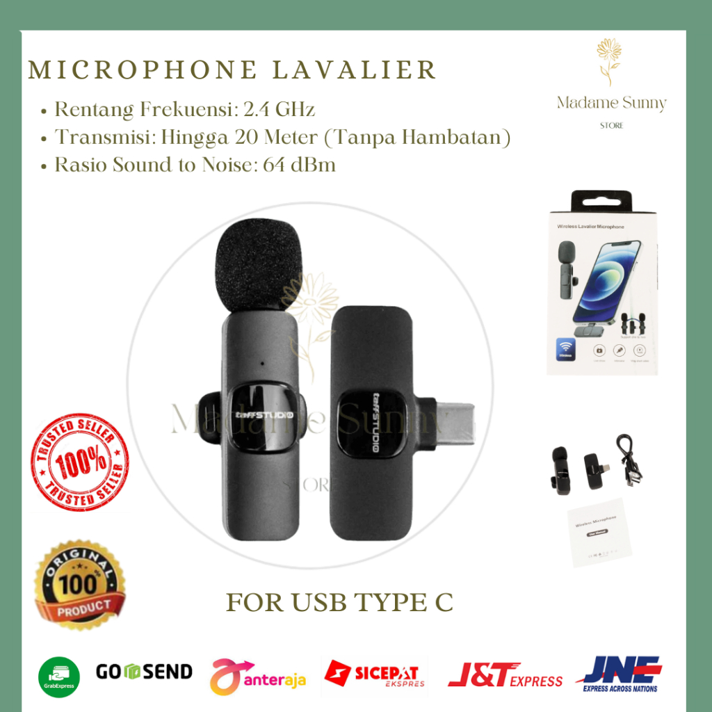 Wireless Lavalier Lapel Portable Microphone USB Type C ANDROID MIC FOR VLOG SMARTPHONE