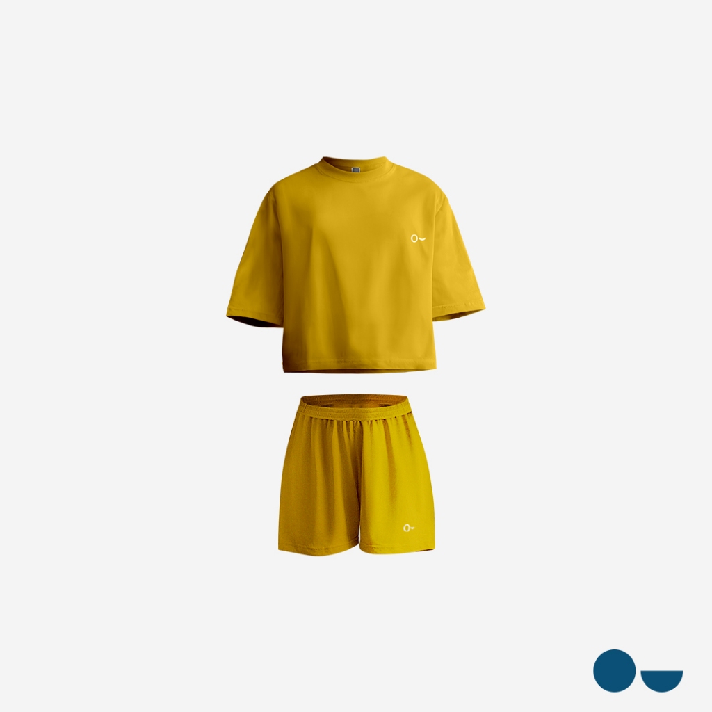 JOHNJILL - Kaos Oversize Croptop & Short Pants - Basic Set_
