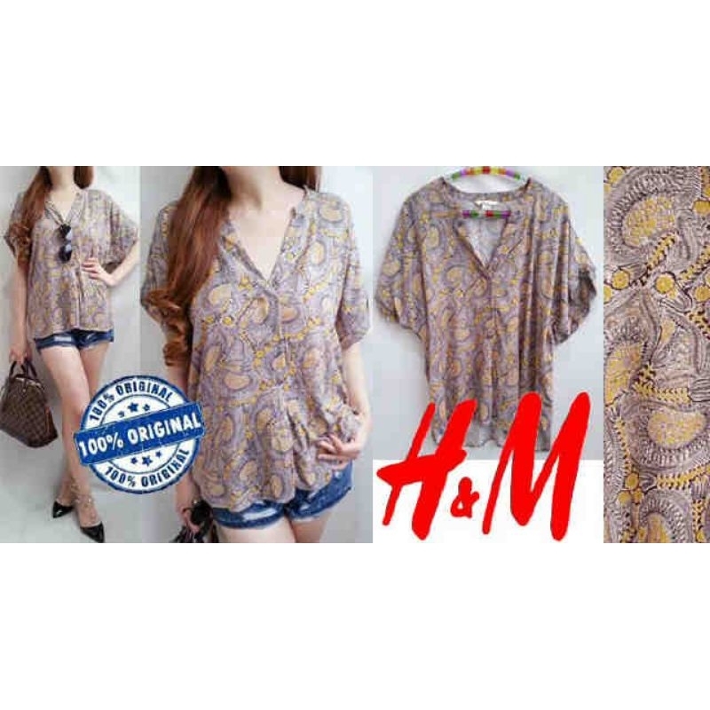 H** batik capsleeve top