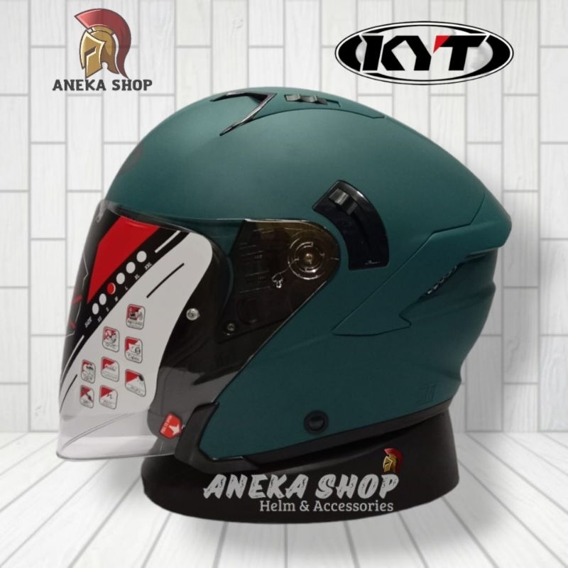 HELM KYT NFJ SOLID PLAIN MATT EMERALD GREEN | DOUBLE VISOR | SNI/DOT