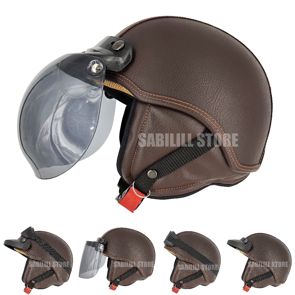 Helm mosar Kulit Dewasa Coklat