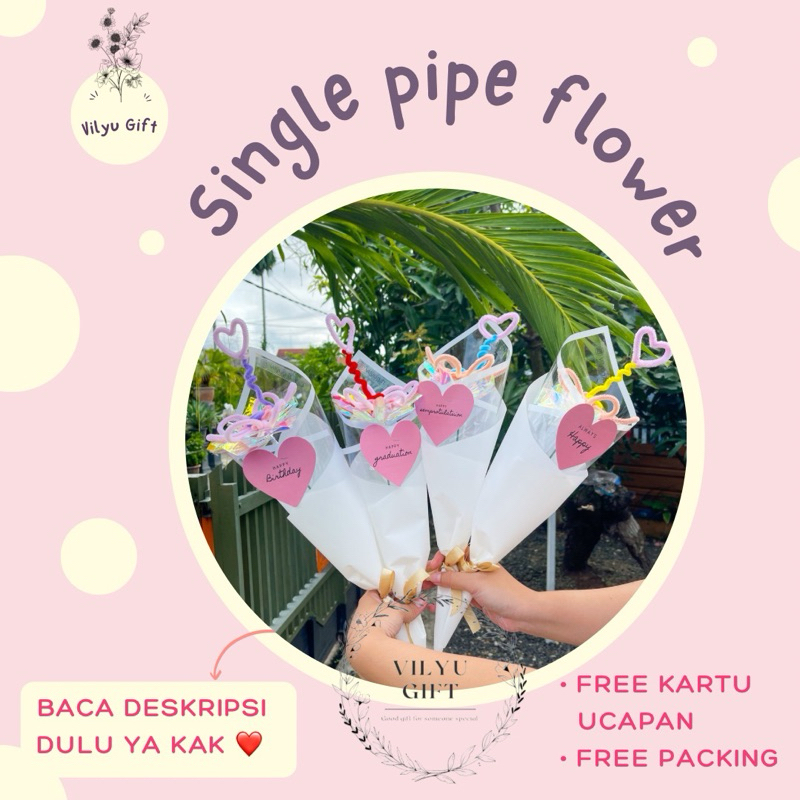 SINGLE PIPE FLOWER BUNGA KAWAT BULU KADO BUKET BUNGA