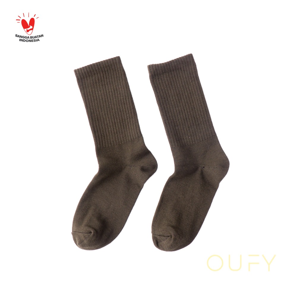 OUFY - Kaos Kaki Premium Coklat Polos Basic
