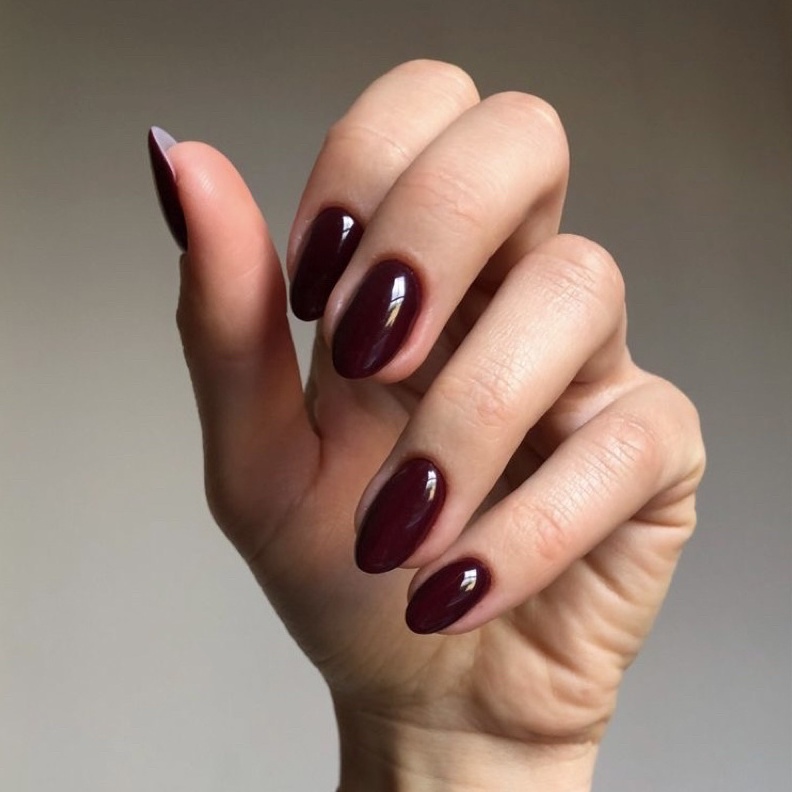 KODE E46K Press On Nails Basic Elegant Burgundhy  kuku palsu 1pcs