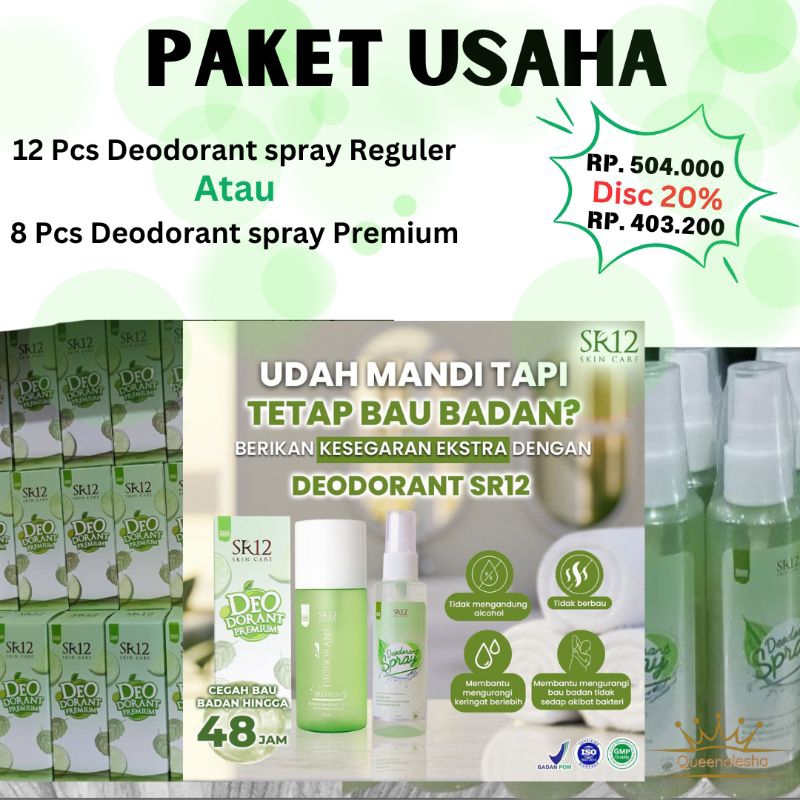 PAKET USAHA DEODORANT SPRAY PREMIUM / REGULAR SR12