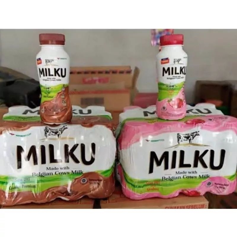 MILKU RASA STROBERI DAN COKLAT 200ML 4PCS