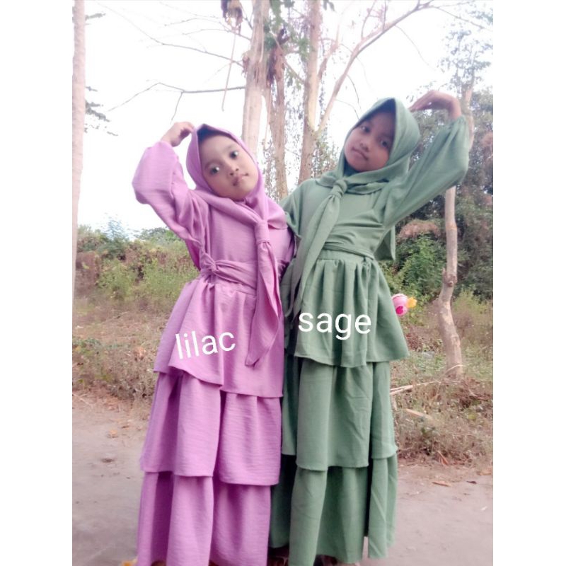 Gamis anak crinkle umpak 2-8th