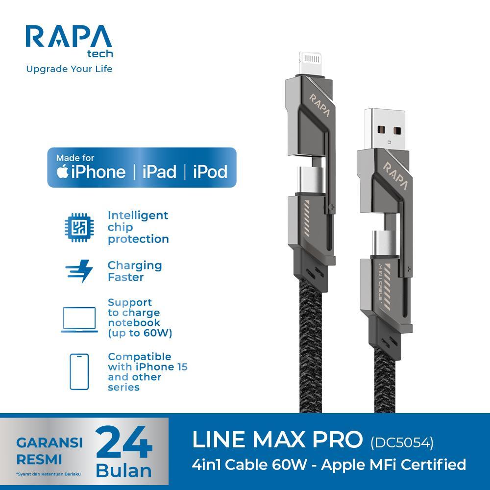 RAPAtech LINE MAX PRO 4-in-1 Apple MFi Certified Data Cable DC5054