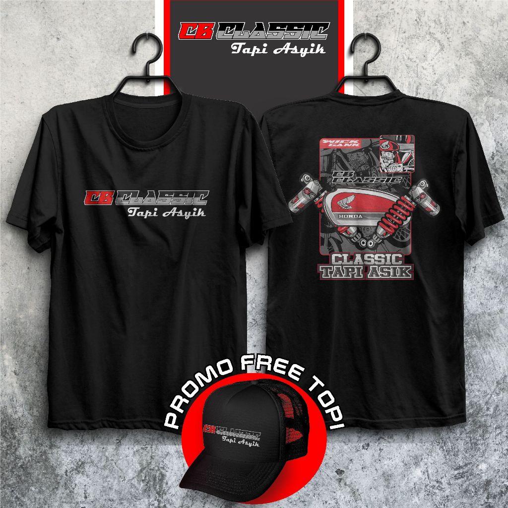 Kaos CB Classic Tapi Asyik, Plus Topi