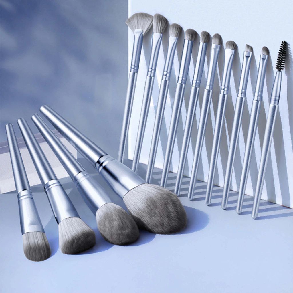 Brush Make up Set 12 Pcs Silver Shiny-KS012