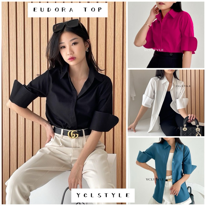 EUDORA BASIC COTTON SHIRT - KEMEJA BASIC KASUAL WANITA