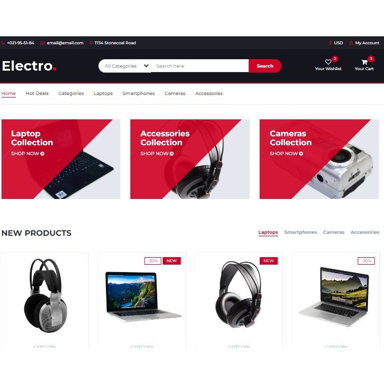 Template E-Commerce elektronik Keren Terbaik
