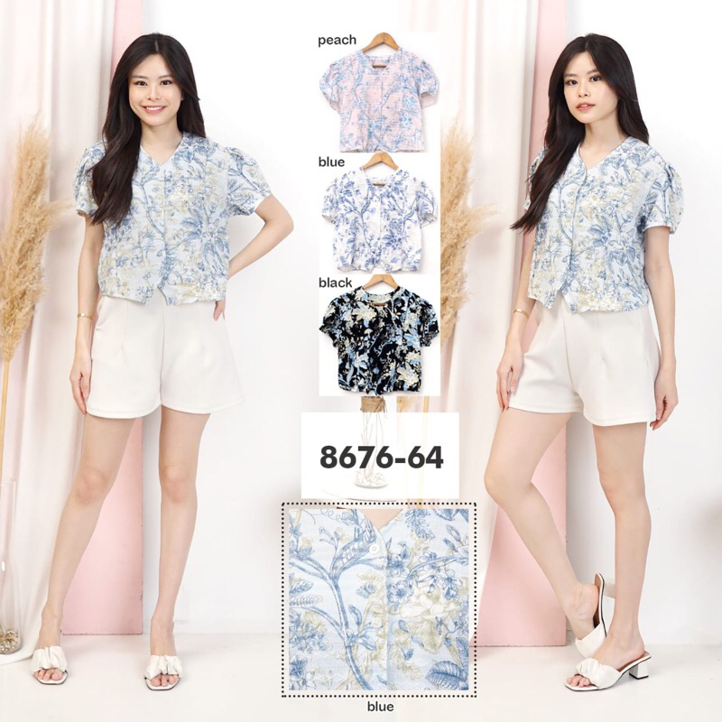 Blouse crop tee bunga mawar
