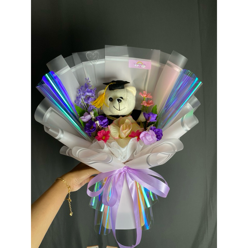 Buket Boneka mix Bunga artificial