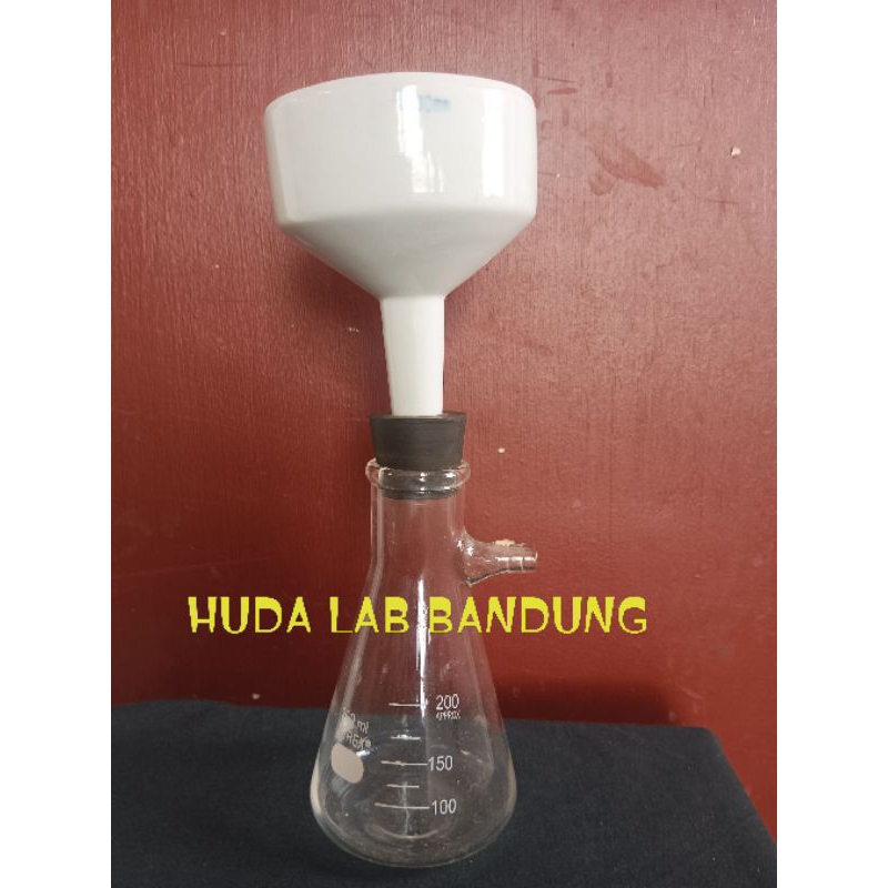 1 set filtering flask/erlenmeyer pipa samping 200ml pyrex