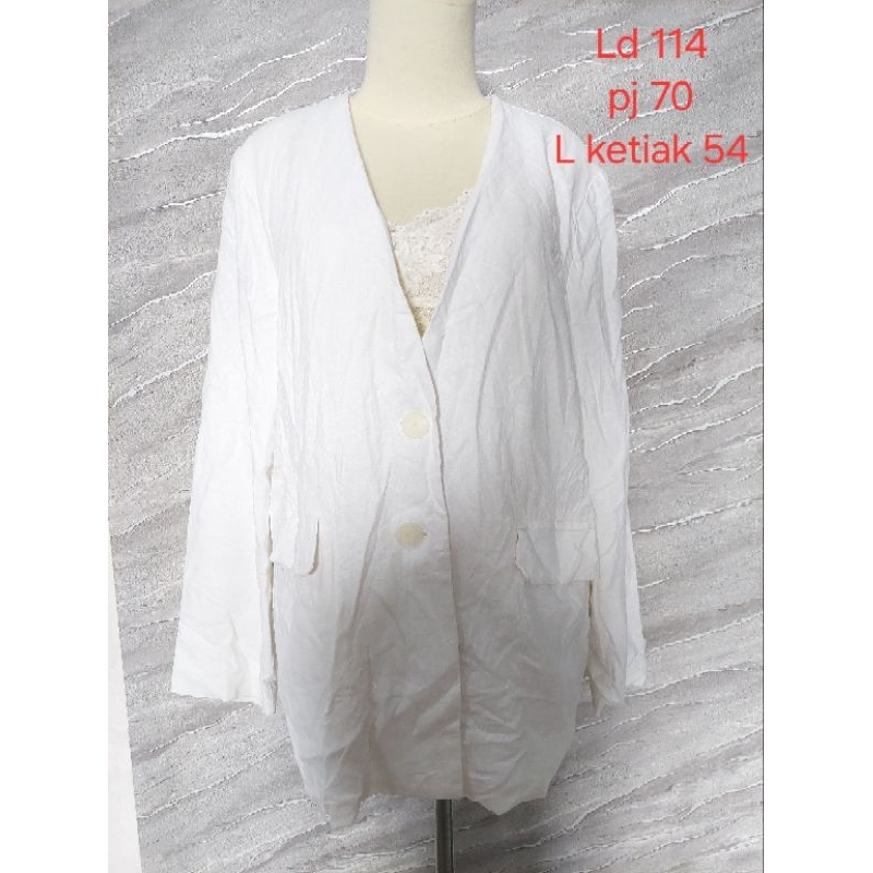 Murmuring blazer putih blazer formal kancing dua size L