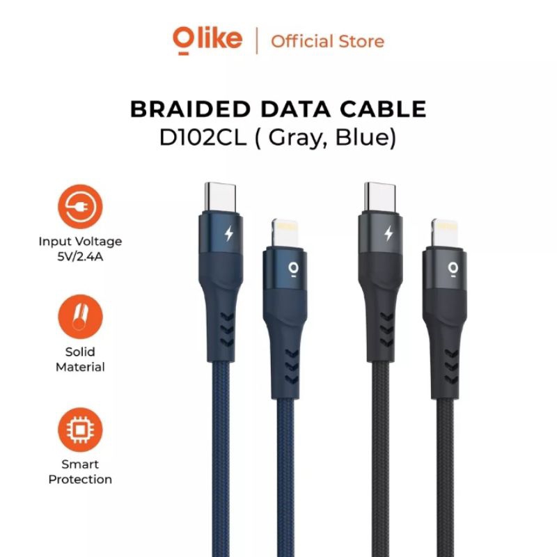 OLIKE D102CL BRAIDED CABLE DATA TYPE C TO LIGHTNING FAST CHARGING