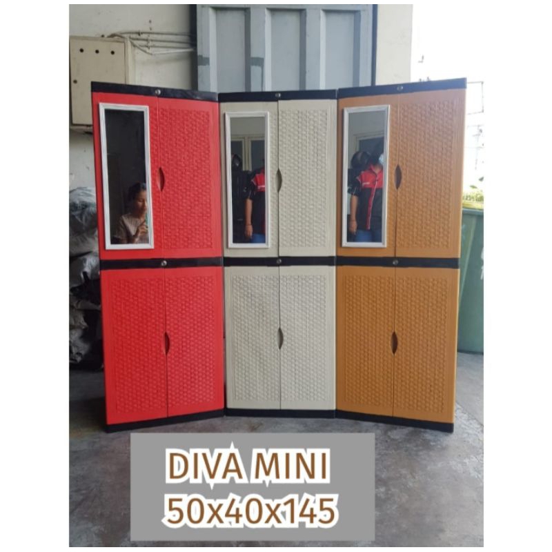 Lemari plastik Mini diva Susun 4 + Kaca