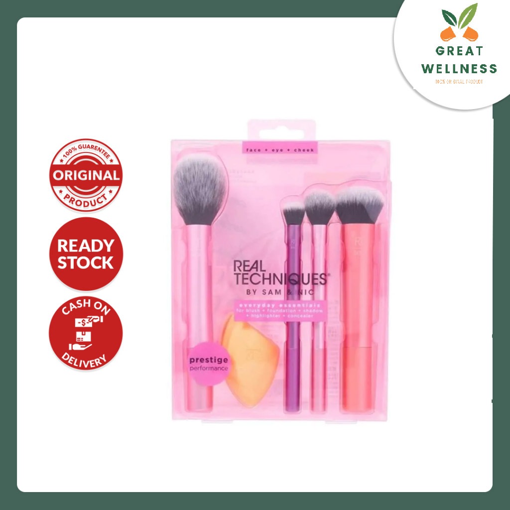 (BISA COD) Real Techniques Everyday Essentials Brush (5 Tools) Sam&Nic ORI USA