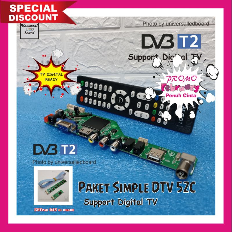 Paket Simple Universal LCD LED Board DVBT2 Support TV Digital