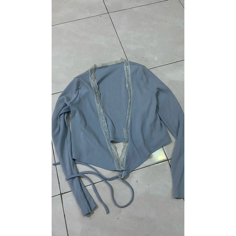 blue cardigan