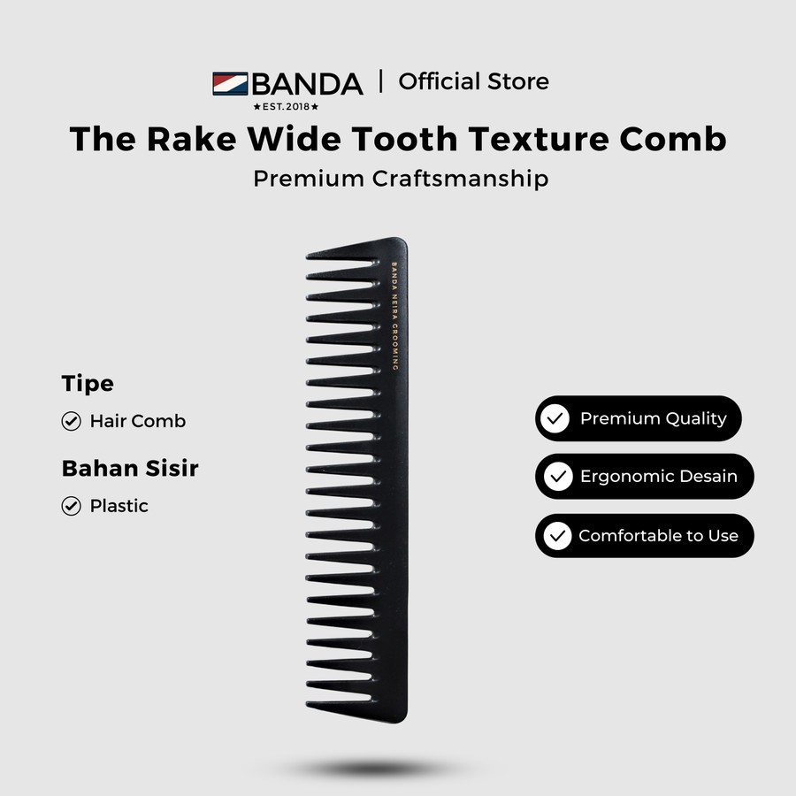 The Rake / Wide Tooth Texture Comb - BANDA BRUSHES