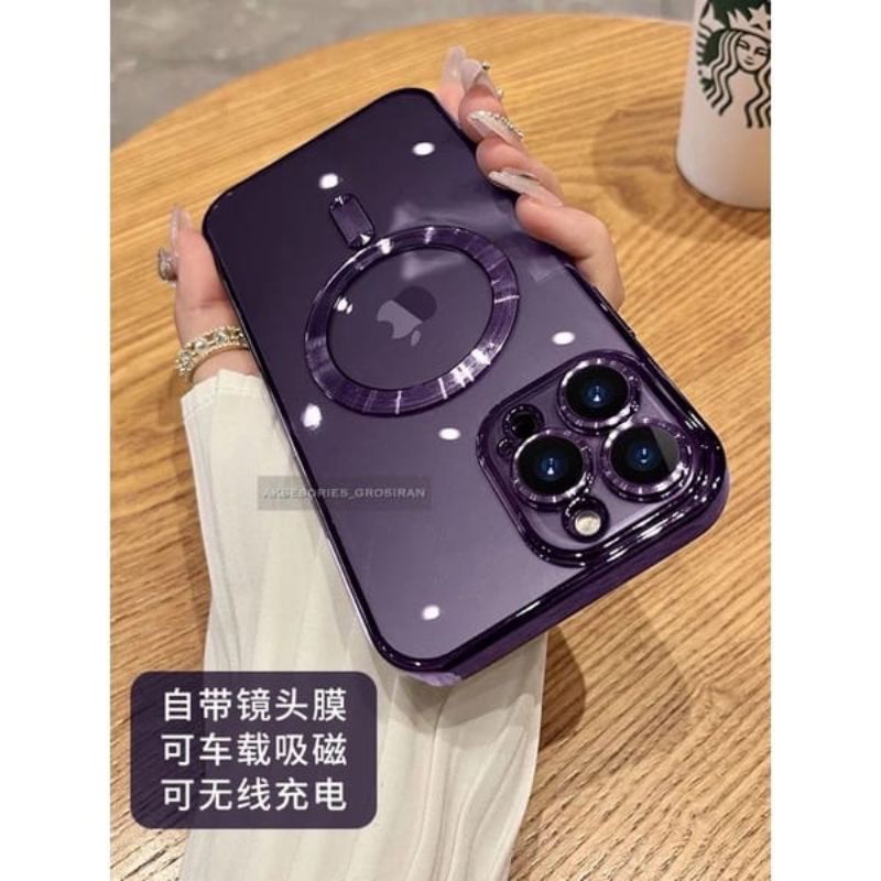 ( SQUARE EDGE ) PREMIUM CASE ELETROPLATING METALIC MAGSAFE IPHONE