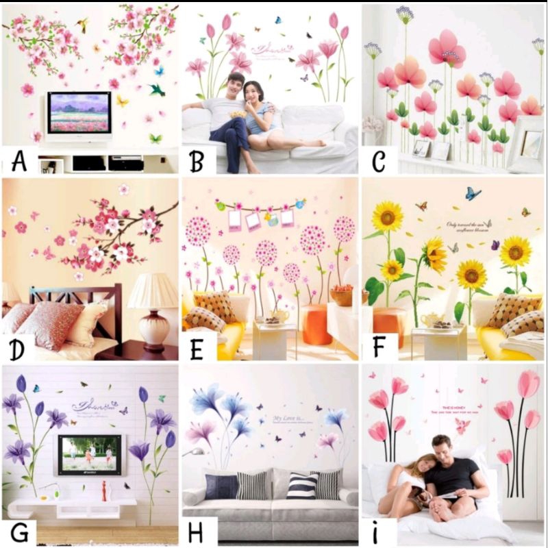 Sticker Dinding Motif Bunga