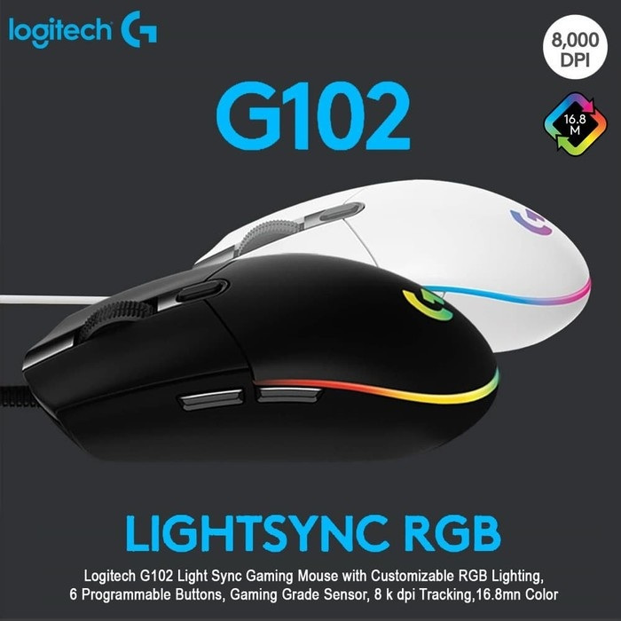 Mouse Gaming Logitech G102 LIGHTSYNC Garansi Resmi