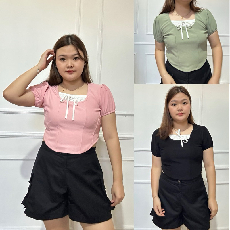 (MIDSIZE) RIBBON PUFF KNIT TOP