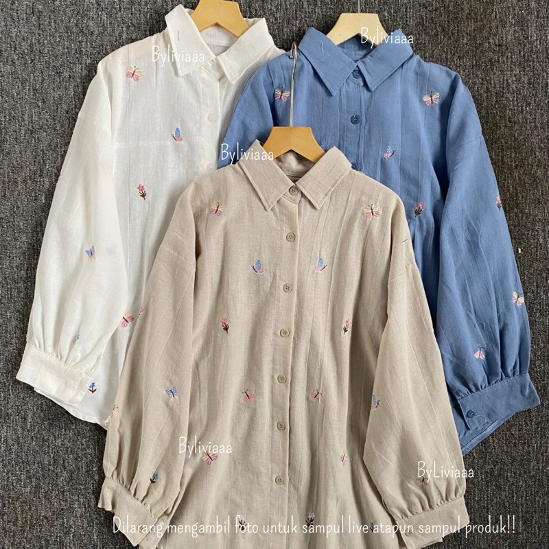 DISKON GOKIL Maripossa Kemeja Basic Linen Bordir