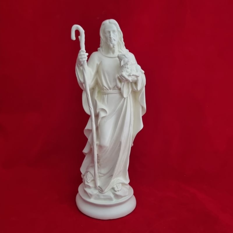 patung yesus gembala putih t30cm