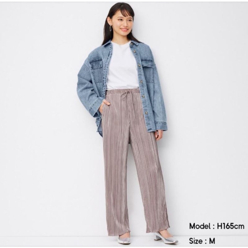 GU SHIMMER SILK PLEATED DRAW STRING PANTS