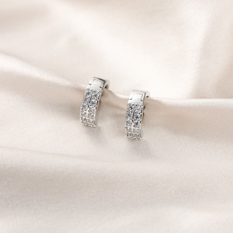 Anting jepit Permata Silver Anting Wanita Titanium