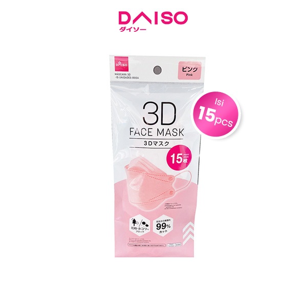 Daiso 3D Face Mask -15 pcs. - Pink-