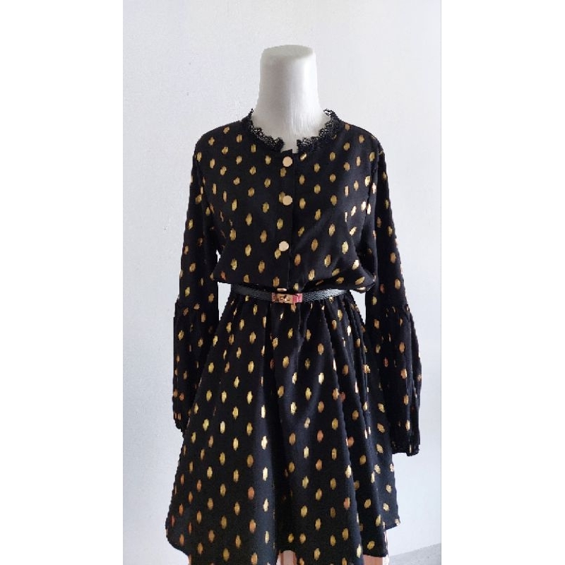 preloved tunik polka gold