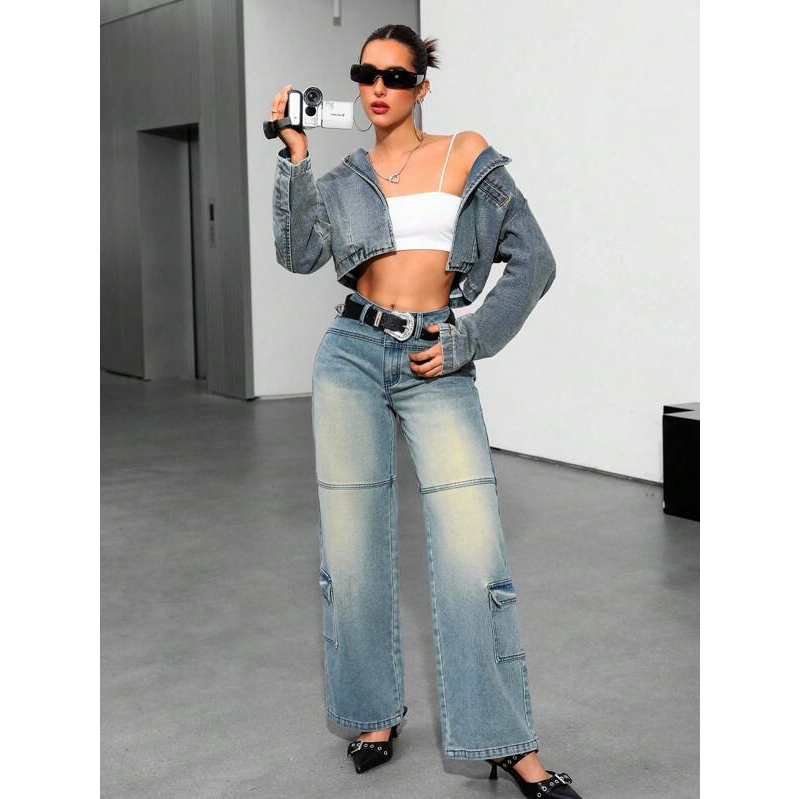 Icon Jaket Crop Denim