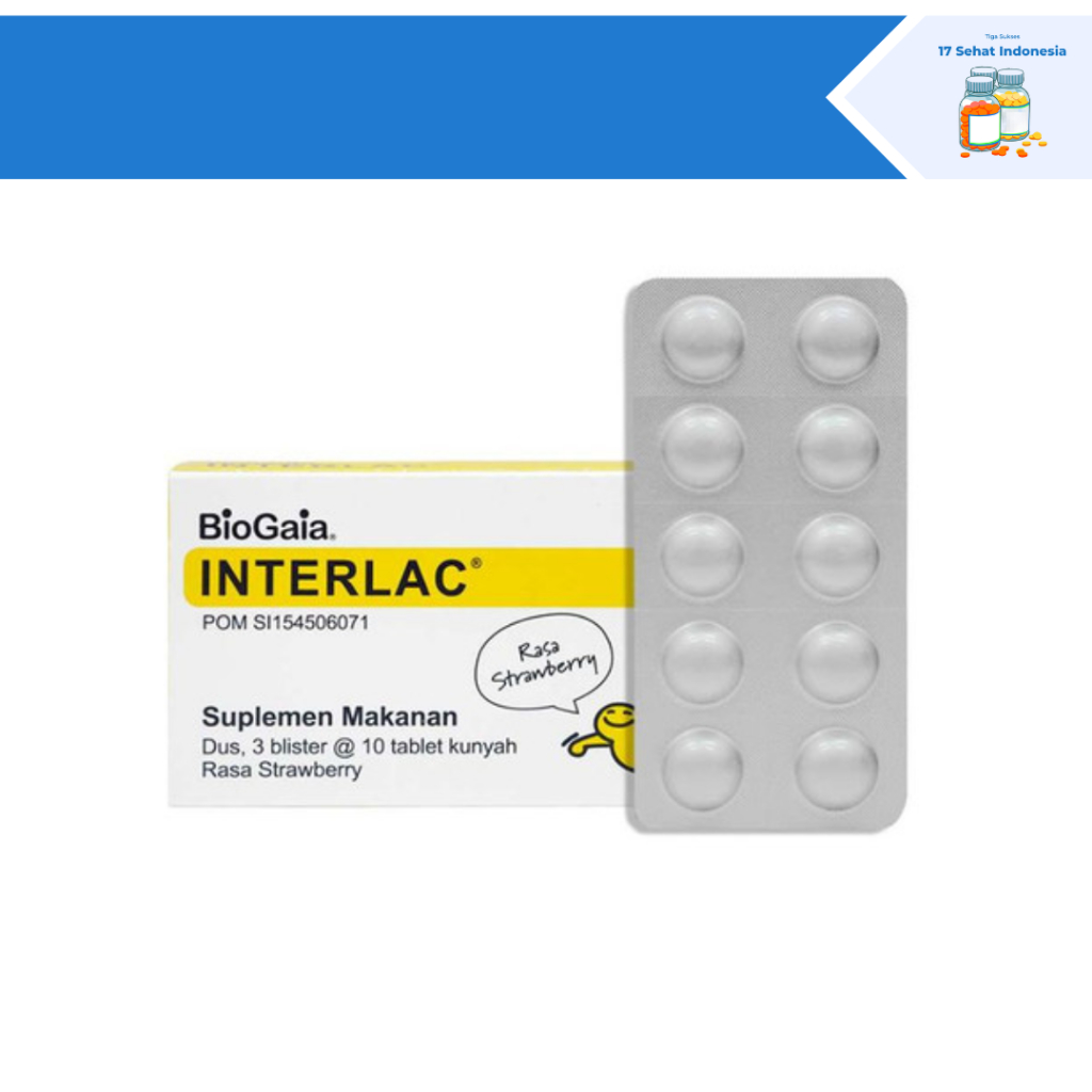 INTERLAC STRAWBERRY TABLET KUNYAH BOX @ 10 KAPLET