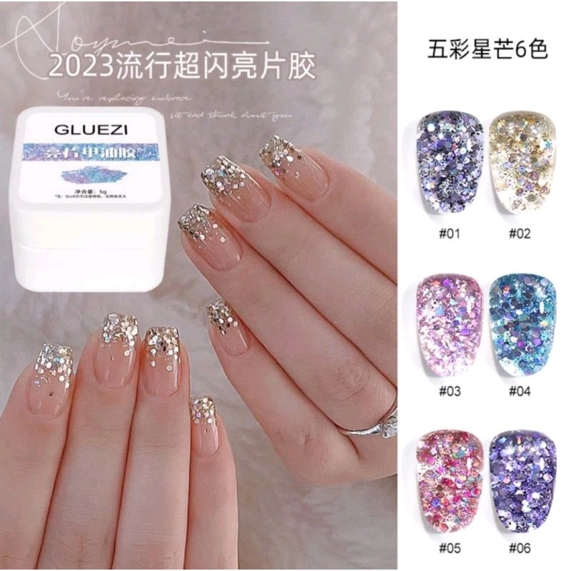 GLUEZI CODE FIVE COLORED STAR NAIL GEL UV LAMP 15ML