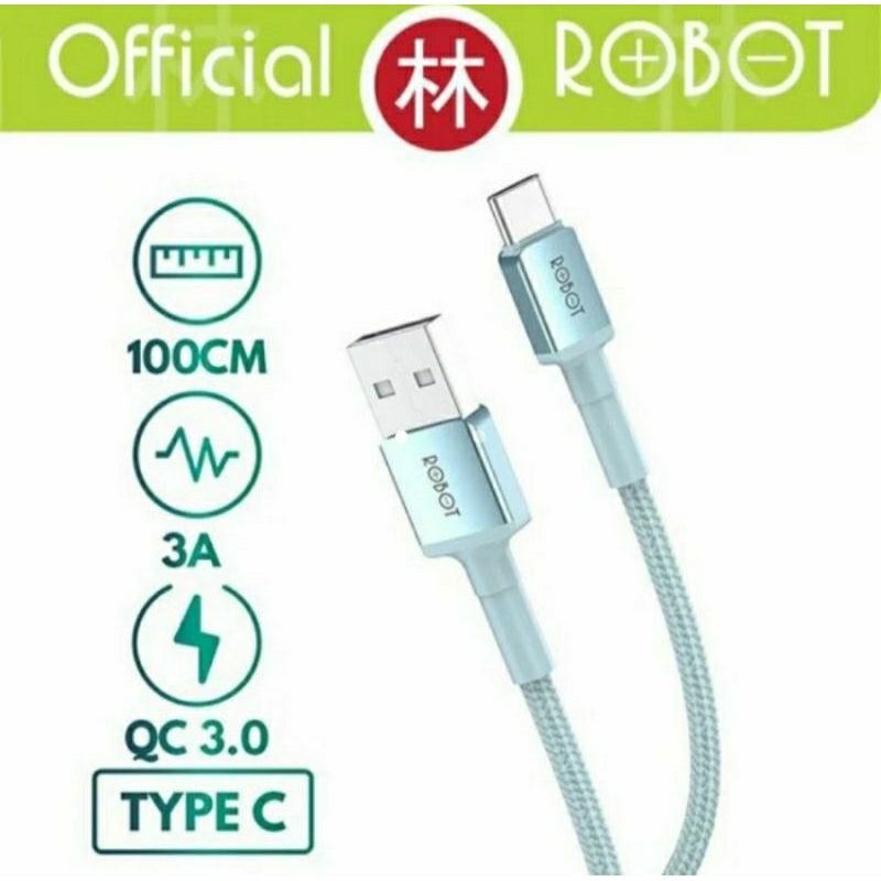 ROBOT RSC100 USB-C data cable type C 1M 3A braided cable - blue