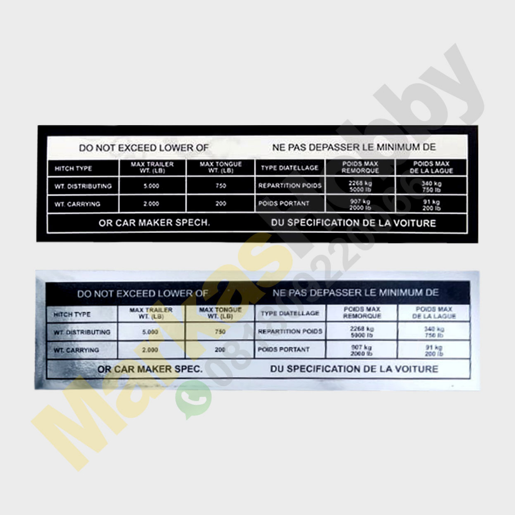 Sticker Towing bar load Set