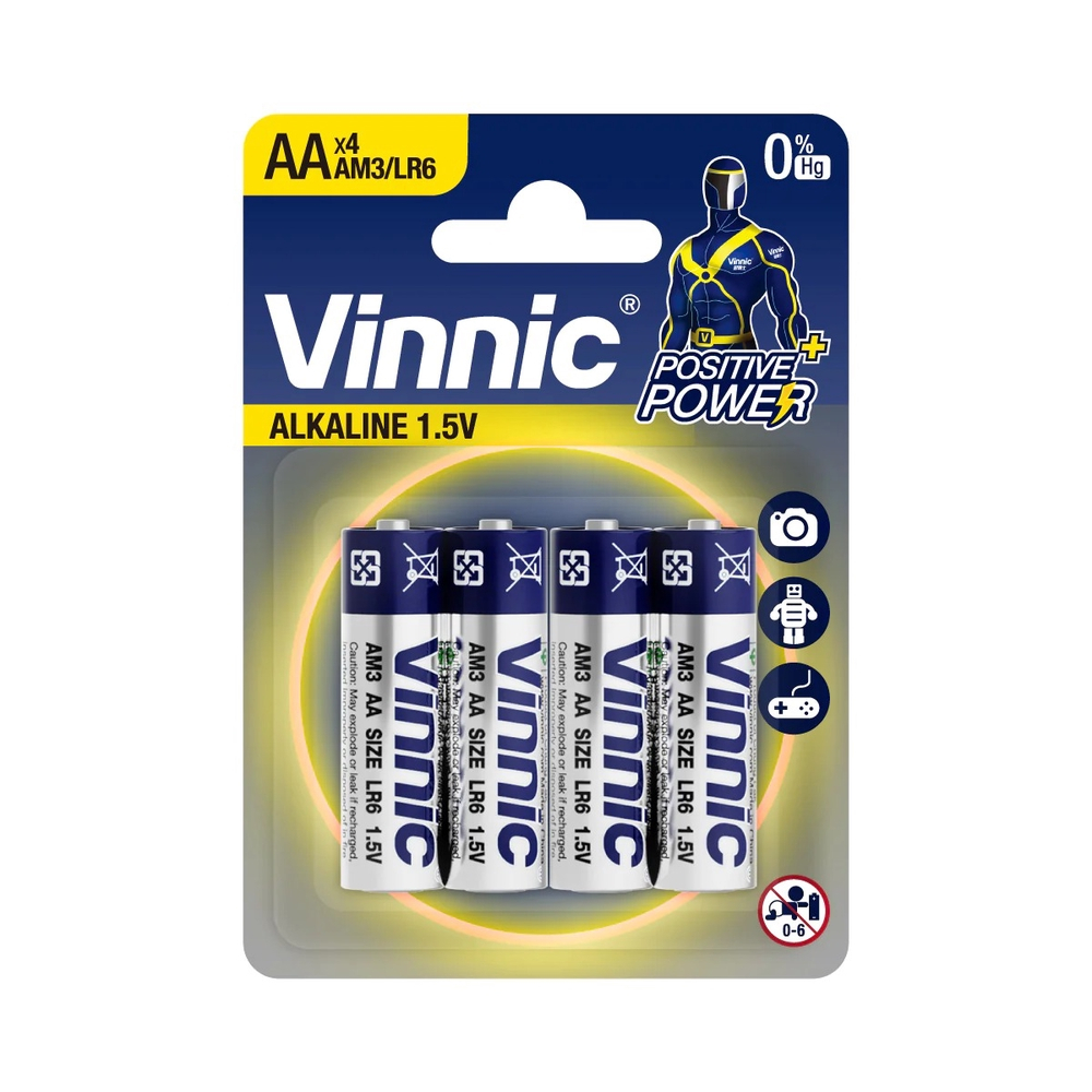 Vinnic AA A2 Alkaline Battery Original 2pcs