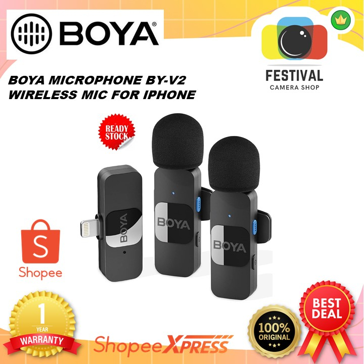 Boya BY-V2 Wireless Lavalier Mic Microphone for iPhone
