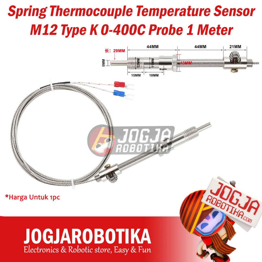 Compression Spring Thermocouple Temperature Sensor M12 Type K 0-400C Probe