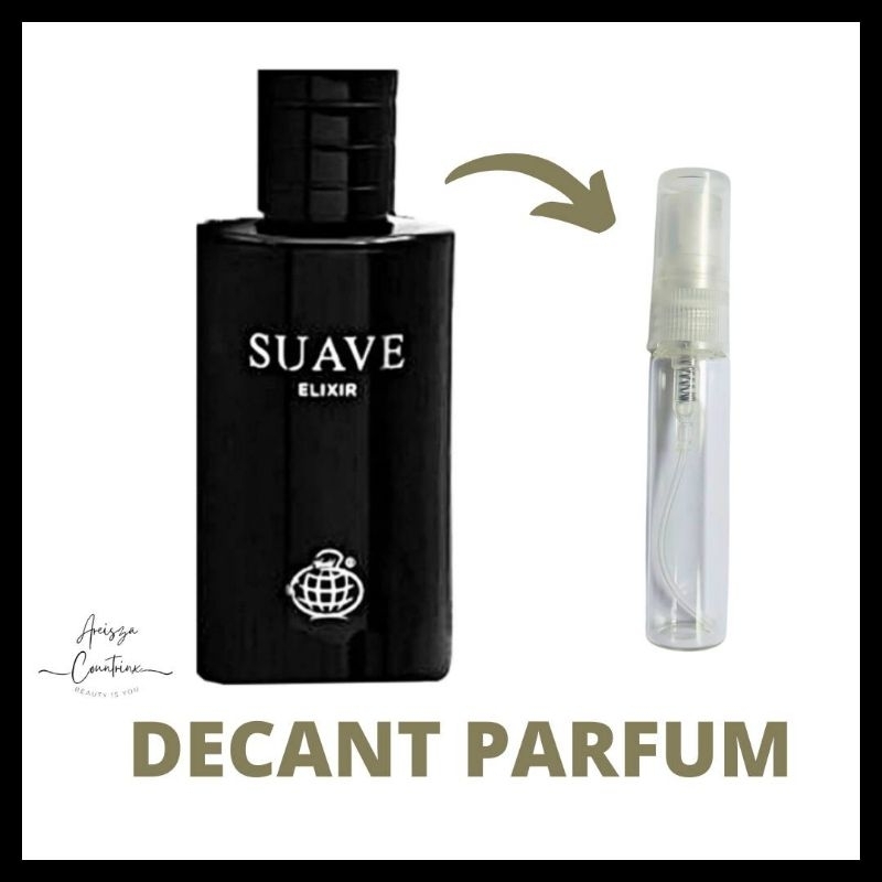 decant Fragrance World Suave Elixir Extrait BOTOL KACA
